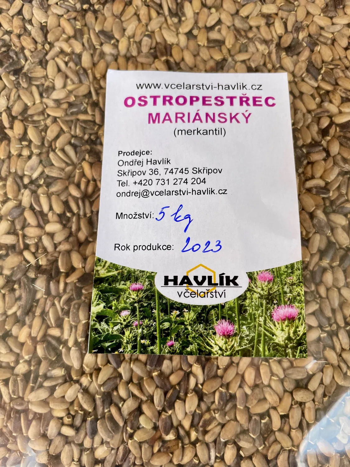 Havlík včelařství Ostropestřec mariánský osivo pro včely