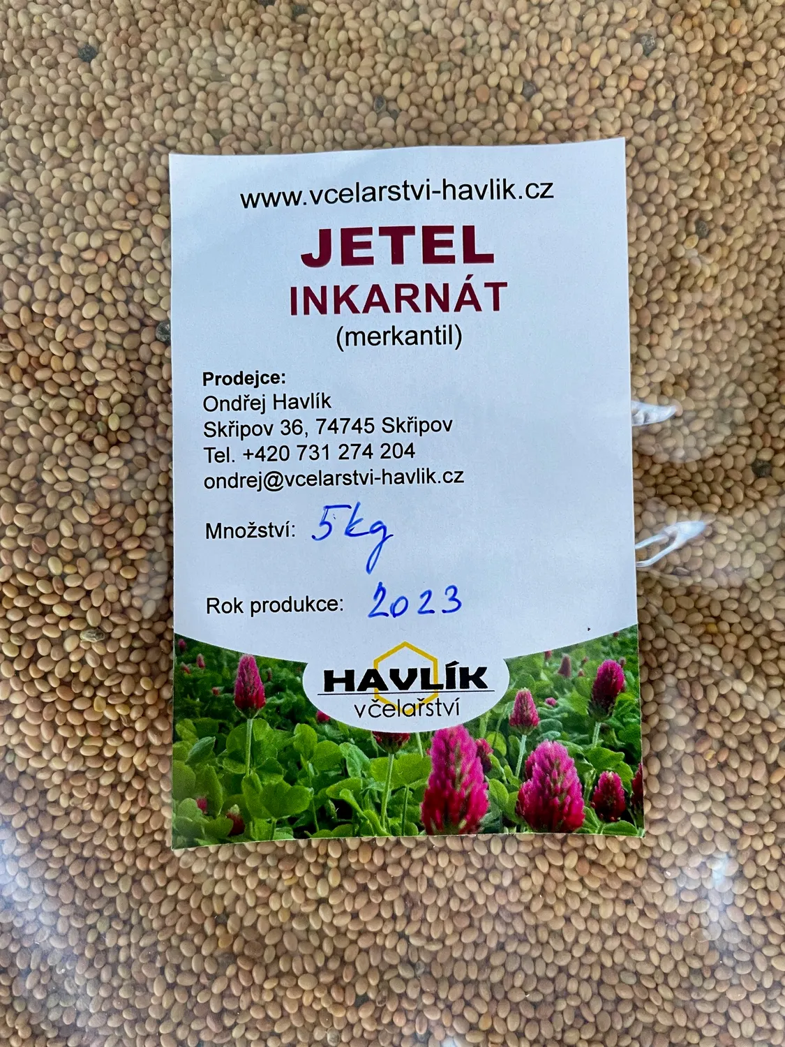 Havlík včelařství Jetel inkarnát osivo pro včely